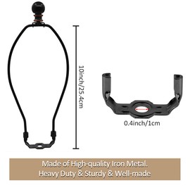 2Pack 10 Inch Lamp Shade Harp Holder, Adjustable Lamp Harp Kit, Dveda Heavy Duty Detachable Lamp Shade Bracket, Replacement Lighting Accessories for Table and Floor Lamps Fitting (Black)