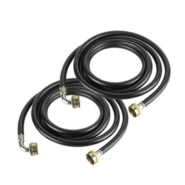 2 Pack 10 ft Black Rubber Washing Machine Supply Hoses, Hot and Cold Water Lnlet Supply Lines Burst Proof for Washing Machines, 3/4" Fittings Washing Machine Fill Hose (8FT-Right Angle)
