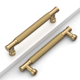 Coinkoly 10 Pack 5''(128mm) Champagne Bronze Knurled Cabinet Handles Kitchen Champagne Pulls for Cabinets Drawer Pulls Dresser Hardware for Cupboard Bathroom