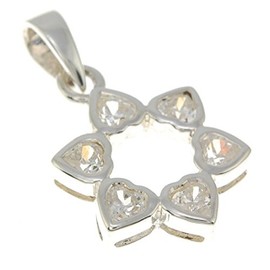 Star of David Pendant with White Hard Crystals with 925 Sterling Silver Necklace, Sterling Silver, Crystal