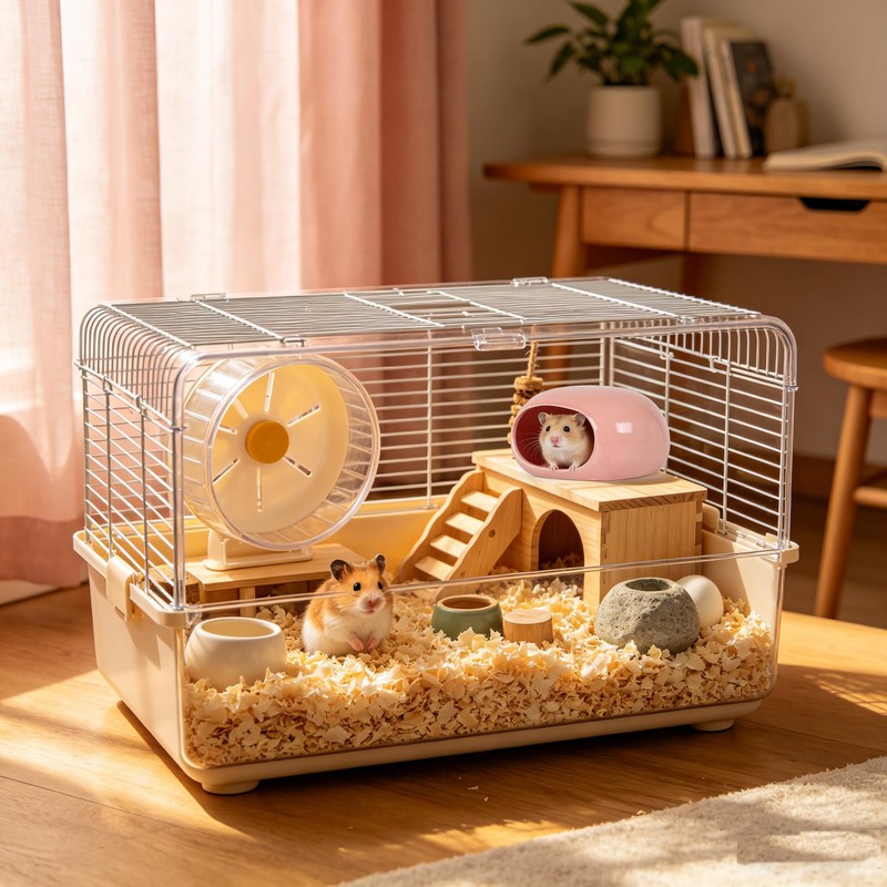 2-Pack Small Animal Backpack Carrier & Ceramic Hamster Hideout for