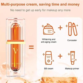 Crema de Maquillaje Natural Multi-Vc, Crema BB de Cinco vitaminas C, Crema hidratante de Esencia Facial, Crema de Maquillaje Perezosa, hidratación Profunda de Larga duración