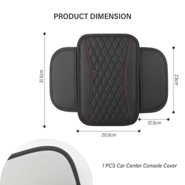 Patchwork Leather Center Console Covers for Cars,Upgraded Arm Rest Cover for Car with Side Storage Pocket for Car Seat Organizer,Middle Console Cover Stylish Car Decoration (Black)