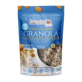 Nature's Mix Simply Almond Granola 300g - Made with Locally sourced Ingredients - Vegetarian and Kosher Certified - Made in Ontario, light blue