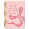 Locomiss Christian Coquette Pink Bow Spiral Notebook, Inspirational Preppy Aesthetic