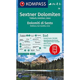 KOMPASS Wanderkarte 58 Sextner Dolomiten, Dolomit di Sesto, Toblach, Dobbiaco, Innichen, San Candido, Lienz 1:50.000: 5in1 Wanderkarte mit Panorama, ... Fahrradfahren. Skitouren. Langlaufen.