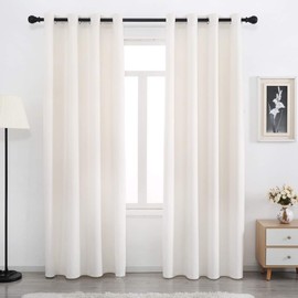 SPXTEX Cream White Velvet Curtains 90 inches Long Soft Velvet Curtains Grommet Velvet Thermal Insulated Curtains Window Treatment for Bedroom Light Filtering Velvet Curtains Set of 2 Panels Cream