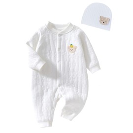Babyfond Boys Girls Bodysuit Newborn, 100% Cotton Toddler Home Wear Thickened Spring and Autumn Clothing (white, 3-6M)