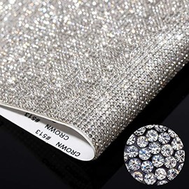 32000 Pieces Bling Crystal Rhinestones Sheet DIY Self-Adhesive Glitter Rhinestones Sticker Shiny Crystal Gem Sticker for Car Vehicle, Phone, Present Decoration, 23.7 x 9.45 Inches (White)