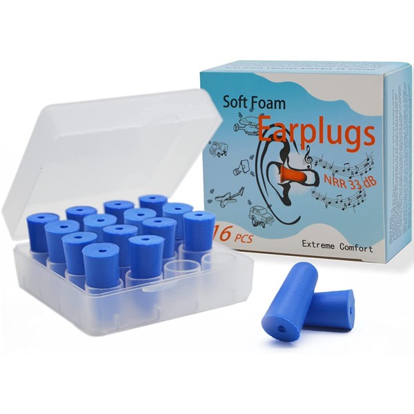 targeal 16PCS Reusable Soft Foam Ear Plugs,Noise Cancelling Earplugs with