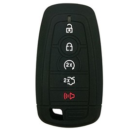 Coolbestda Rubber Smart 5buttons Key Fob Full Cover Remote Case Keyless Protector Jacket for 2017 Ford Fusion F250 F350 F450 F550 2018 Edge Explorer Black