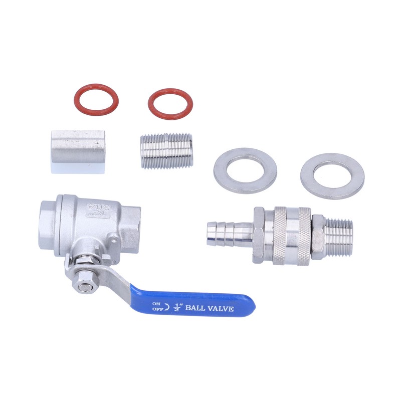 Weldless Kettle Valve Kit 1/2in BSP Ball Valve Quick Connector