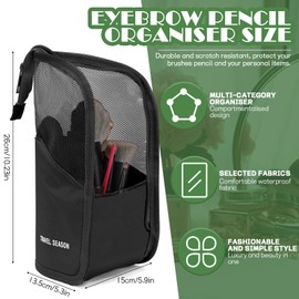 Travel Makeup Brush Bag, Waterproof Stand-Up Makeup Brushes Organizer, Portable Makeup Brush Holder for Travel (Black)