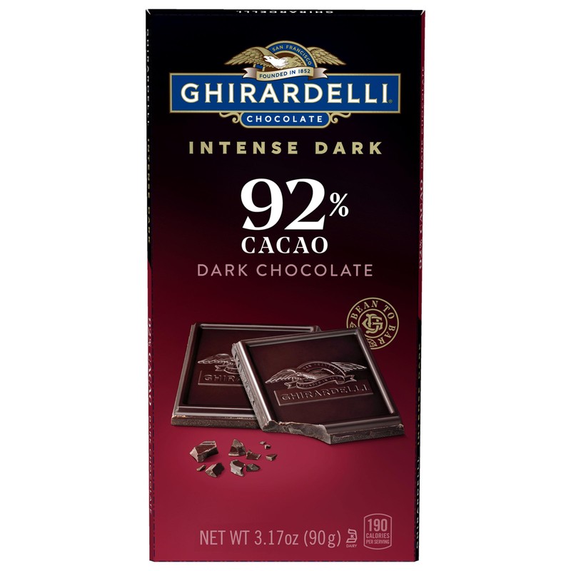GHIRARDELLI INTENSE DARK 92% Cacao Chocolate Bars, 3.17 oz Bar
