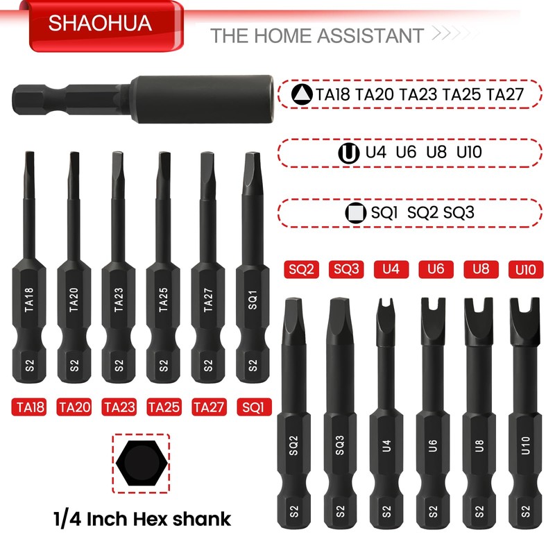 13PCS Screwdriver Bit Set, Triangle Screwdriver Set TA18-27, Square Drive