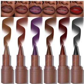 6PCS/Set 2-in-1 Gradient Lip Liner & Lipstick Lip Combo Set – Velvety Nude Lipliner Lipstick Ombre Effect, Long-Lasting, High-Pigment & Smudge-Proof Lip Makeup (Colour, #135678)