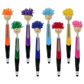 8 Bolígrafos con Cabezal de Fregona - Bolígrafos Retráctiles con Tinta Negra, Pantallas Táctiles, Bolígrafos Multifunción para Estudiantes, Material d