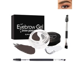 2 Colors Eyebrow Pomade Set-2 in 1 Waterproof Eyebrow Cream Gel Dark Brown & Clear Brow Setting Glue Wax, Filling & Shaping Tinted Brow Filler with Brow Brush Tool,Eyebrow Color Makeup for Women -#04