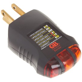 Gardner Bender GRT-3500 Outlet Receptacle Tester & Circuit Analyzer, Indicates 5 Wiring Errors, Easy Read Chart, Comfort Grip, 120 VAC , Black