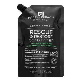 MARTHA DEBYALE HAIR TECH Rescue & Restore Acondicionador Pouch. Restauración, con Sacha Inchi Peruano, 450 ml.