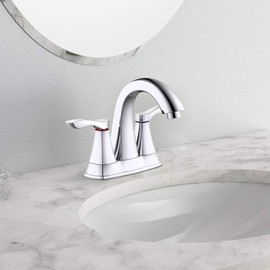 Innova PF6016-CH-WP Moonstone 4” Centerset Bathroom Faucet with Easy Install QuickNut and ClogFREE PopUp Drain, Chrome