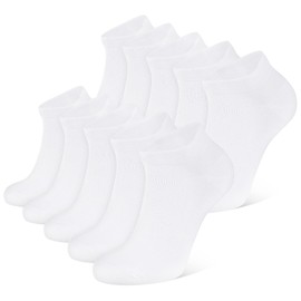 Closemate 10 Pairs Ankle Trainer Sport Socks for Men Women Cotton Low Cut Short Socks (10 White, Size M)