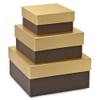 NW Chocolate Brown Embossed Small Nested Boxes - 3 Piece