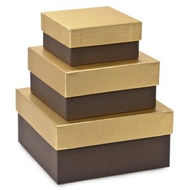 NW Chocolate Brown Embossed Small Nested Boxes - 3 Piece Set - 10 Sets