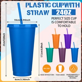 Bokon Tumbler with Straw and Lid Bulk 24 oz Reusable Plastic Cups with Lids and Straws Water Bottle Travel Mug Cup Tumblers Bulk for Cold Hot Drinks Parties Birthdays Adults