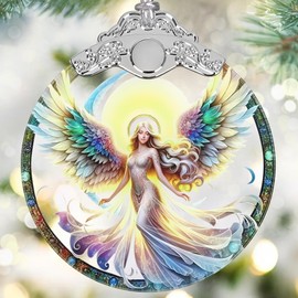 Angel Ornament - Jocidea Christmas Ornaments - Stained Glass Hanging Decor - Christmas Tree Ornaments - Christmas Decoration - Gifts for Women, Her, Mom - Gift Ornament
