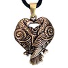 Kiss of Leather Raven Pendant Bronze with Cotton Cord, Bronze