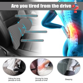 Lumbar Cushion, Back Cushion with Removable Elastic Band, Non-Slip Lumbar Support, Lumbar Cushion for Office Chair, Lumbar Cushion (Grey)