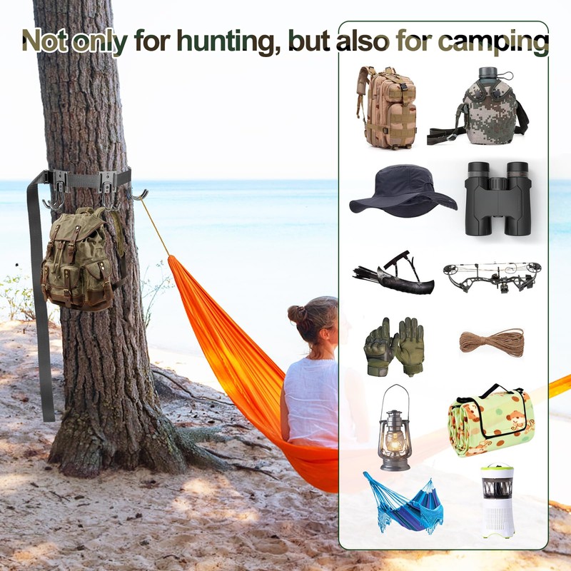 PAMASE Tree Stand Gear Hangers with 3 Metal Hooks -