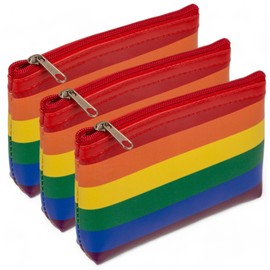MIJOMA Rainbow Stripe Mini Purse Pride Faux Leather 13x9cm Zip Multipurpose Wallet, multicoloured, mini wallet