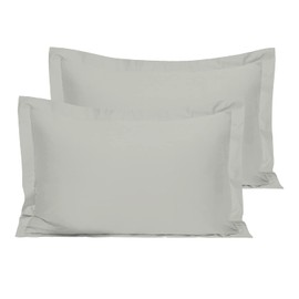 Pizuna Cotton Percale Oxford King Size Pillowcases 2 Pack Silver 50x90cm, 100% Long Staple Combed Cotton Pillow Cover, Percale Weave King Pillow Cases (Cotton Pillow Cases 2 Pack)