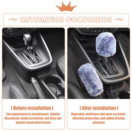 UGSHY 2 PCS Car Handbrake Gear Hood Combination, Warm Plush Winter Antifreeze Hand Gear Protective Cover, Multifunctional Universal Car Decorative Accessory, Suitable for Most Car Models (Grey)