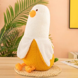 NatureMan Banana Duck Plush Toy, Cute Banana Duck Stuffed Animals Plushies Doll Hugging Sleeping Plush Pillow for Kids Gift (White, 50cm)