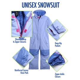 Arctic Hero Kids' Snowsuit - Boys' and Girls' Waterproof Jumpsuit - Winter Pram Snowmobile Ski Suit Coveralls (2T-12), Size 6-8, Blue/Lavender