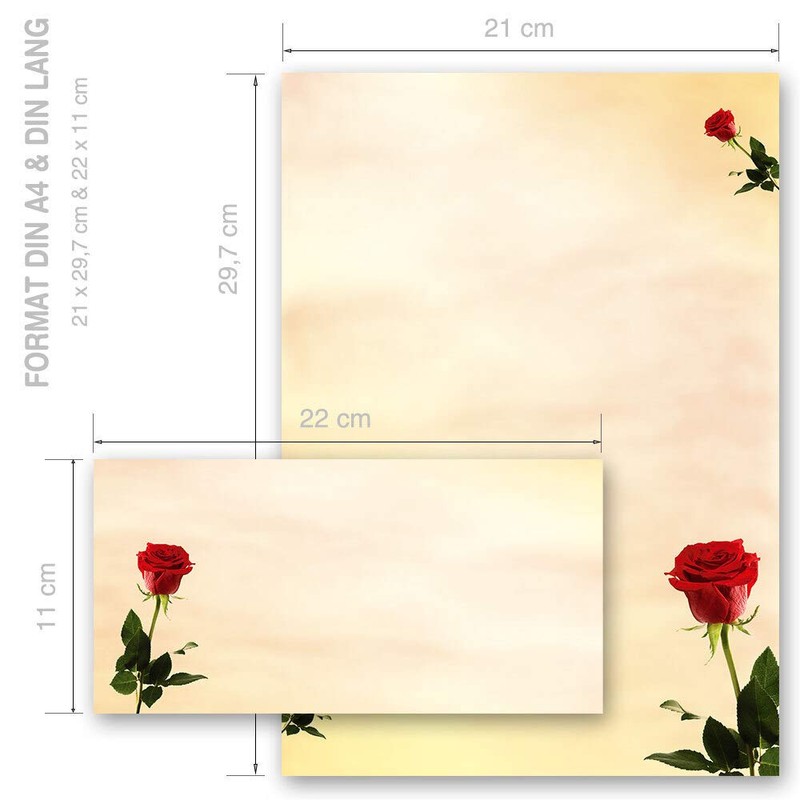 Writing Paper Set 40 Pieces Rose Design Baccara Roses 20