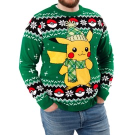 Pokémon Christmas Jumper | Pikachu Christmas Jumper | Men Xmas Jumper | Green XXL