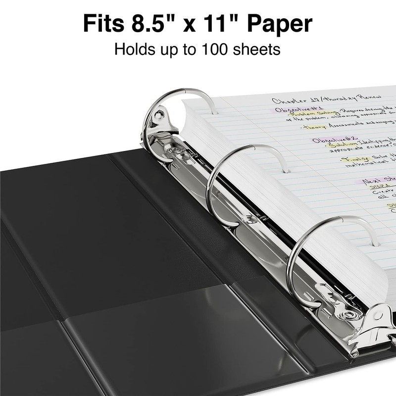 SIMPLY Staples 1337665 Light-Use .5-inch Round 3-Ring Non-View Binder Black