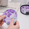 Famame 6 Pcs Orchid Purple Butterfly Leather Coasters for Drinks