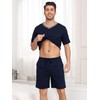 Wikoan Men's Pyjamas Sets Cotton Shorts Pajamas Short Sleeve Top