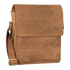 STILORD 'Sven' Mens Bags Shoulder Leather Small Brown Messenger for Men Vintage Cross Body Bag for 8 inch Tablets DIN A5 Satchel Genuine Leather, Colour:Dijon - Brown