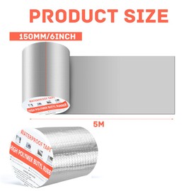 Butyl Deal Tapes 15CM X 5M Foil Tape Waterproof Sealing Tape Metal Duct Tape for RV Repair Window Silicone Boat Pipe Sealing Glass Rubber Roof Patching