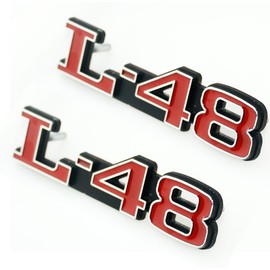 2Pc Corvette 1973-1979 L-48 Hood Emblems 3D Badge Sticker Decal Replacement for Corvette (Silver Red)