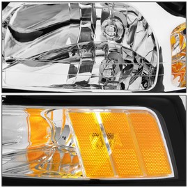 DNA MOTORING HL-OH-FM99-CH-AM Chrome Amber Headlights Replacement Compatible with 99-04 Mustang