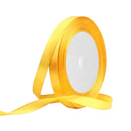 Yellow Satin Ribbon, 3/8 Inches x 25 Yards Solid Fabric Ribbons for Gift Wrapping, Flower Bouquet, Crafts and Wedding Party Decoration
