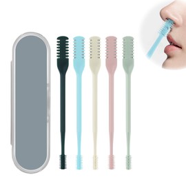 5 Piezas Cortador de Vello Nasal 2 en 1 - Depiladora/Rasuradora de Nariz con Cuchilla Doble Filo, Giratoria 360°, Portátil y Lavable - Para Hombres y Mujeres