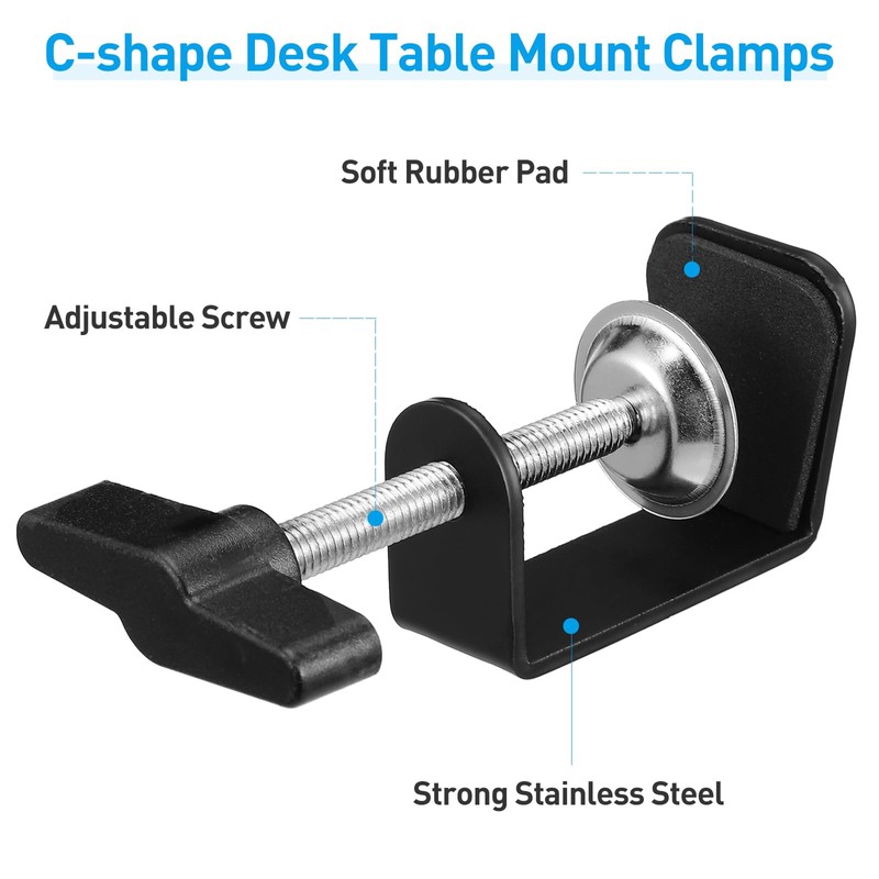 TEHAUX 2pcs Aluminum C Clamp, Black Heavy Duty C-Clamp Base